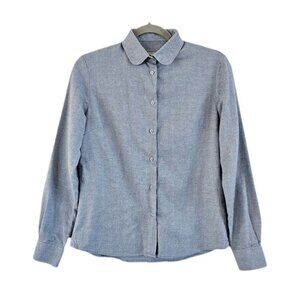 Walter Slater Daisy Cotton Shirt Herringbone Sky Blue 8